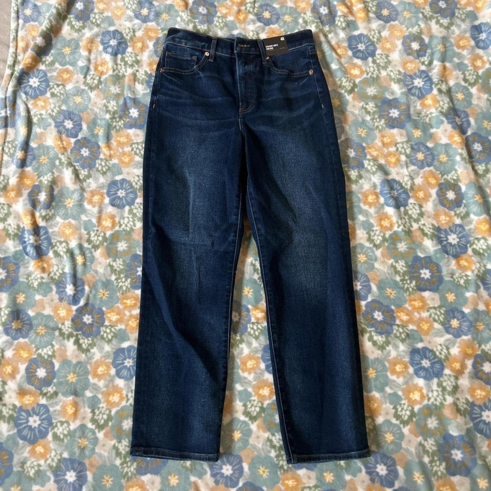 Express high rise straight leg ankle dark wash denim jeans women's 4R NWT